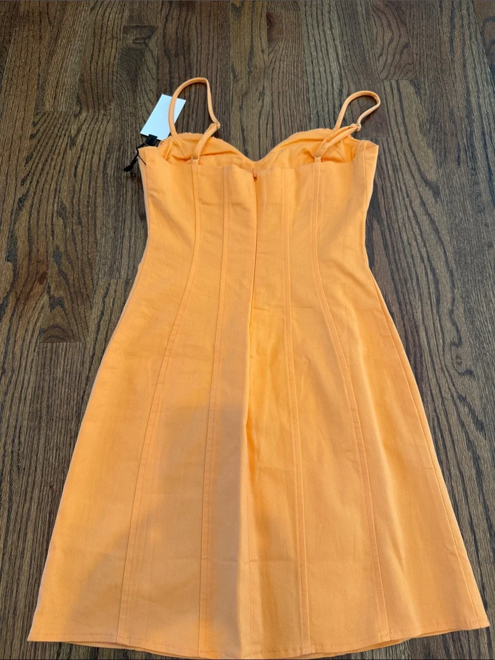 Astr Orange Ruched Bust Mini Dress.  Soft denim XS New